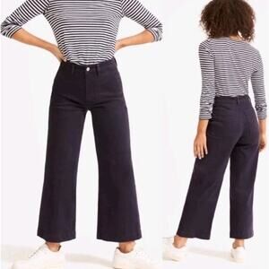 Everlane Pants Womens 0 Blue Twill Wide Leg Crop Barrel High Rise Coastal Summer